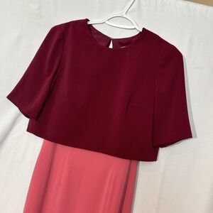 Jill Jill Stuart Maxi Dress Womens 2 Burgundy Pink Excellent Colorblock Gown